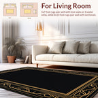 Luxury Black Gold Art Deco Frame Rug
