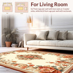 Ornate Coral Floral Scrollwork Rug