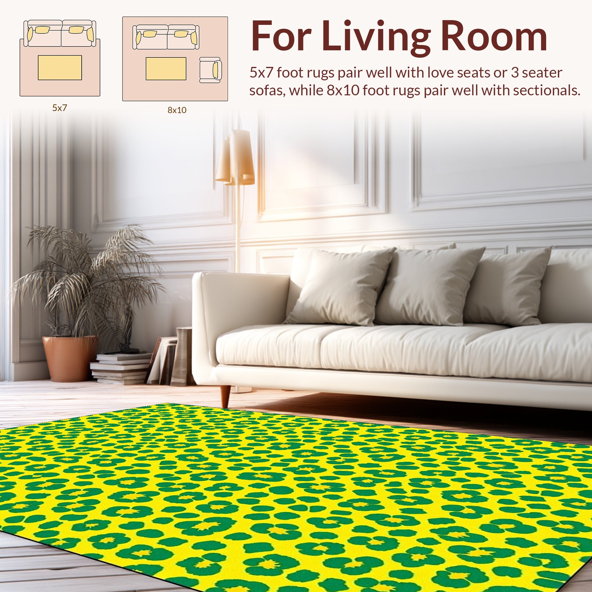 Bold Green Yellow Animal Print Rug