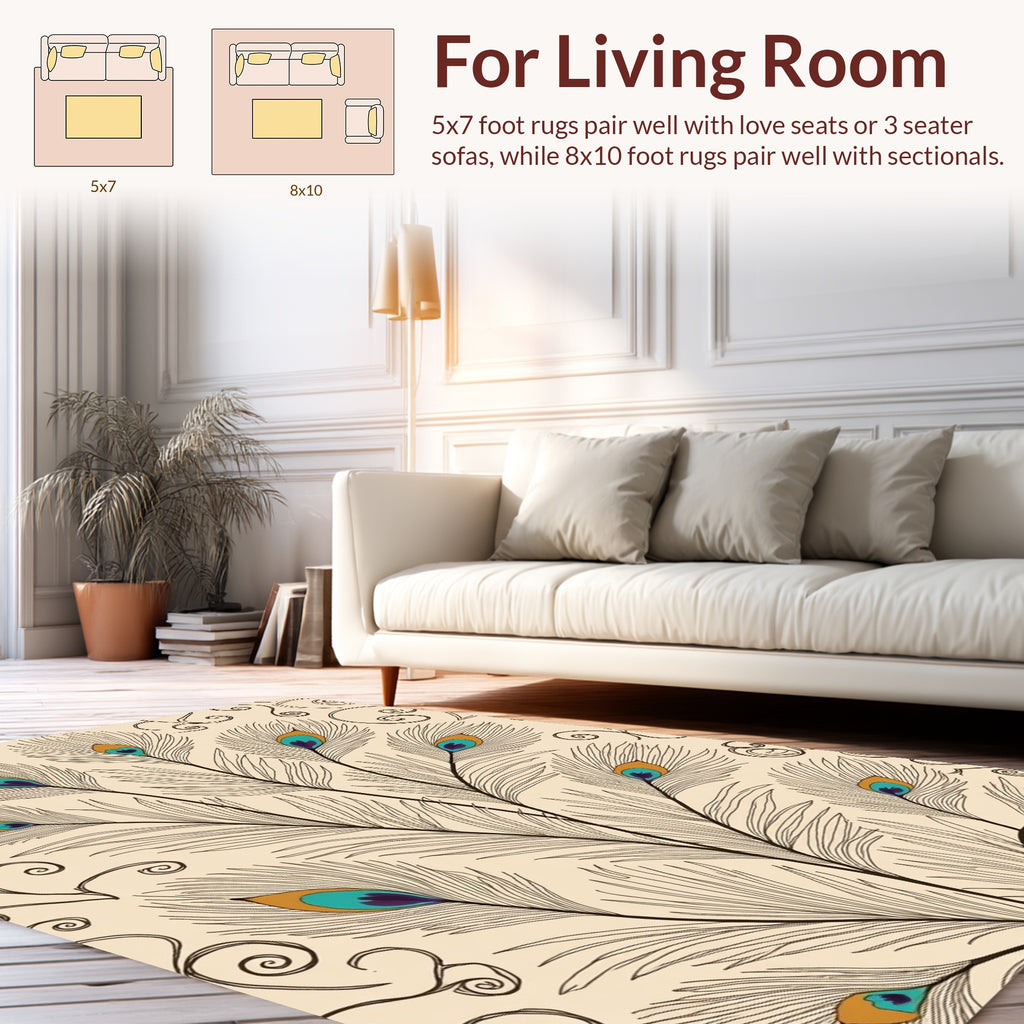Elegant Feathers With Swirls Design Rug