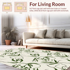 Dark Green Botanical Abstract Design Rug