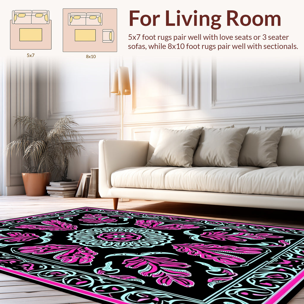 Bold Floral With Mint Accents Rug