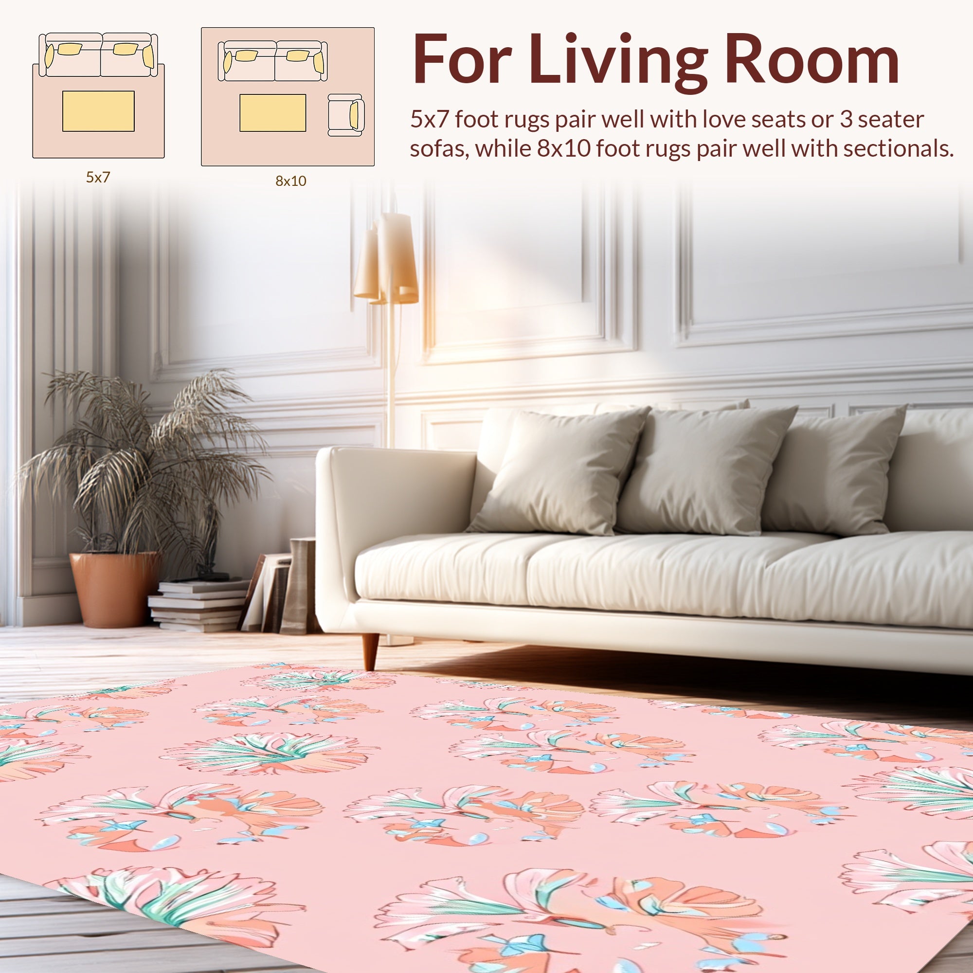 Painterly Floral Design In Blush Tones Rug