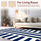 Bold Blue And White Striped Pattern Rug