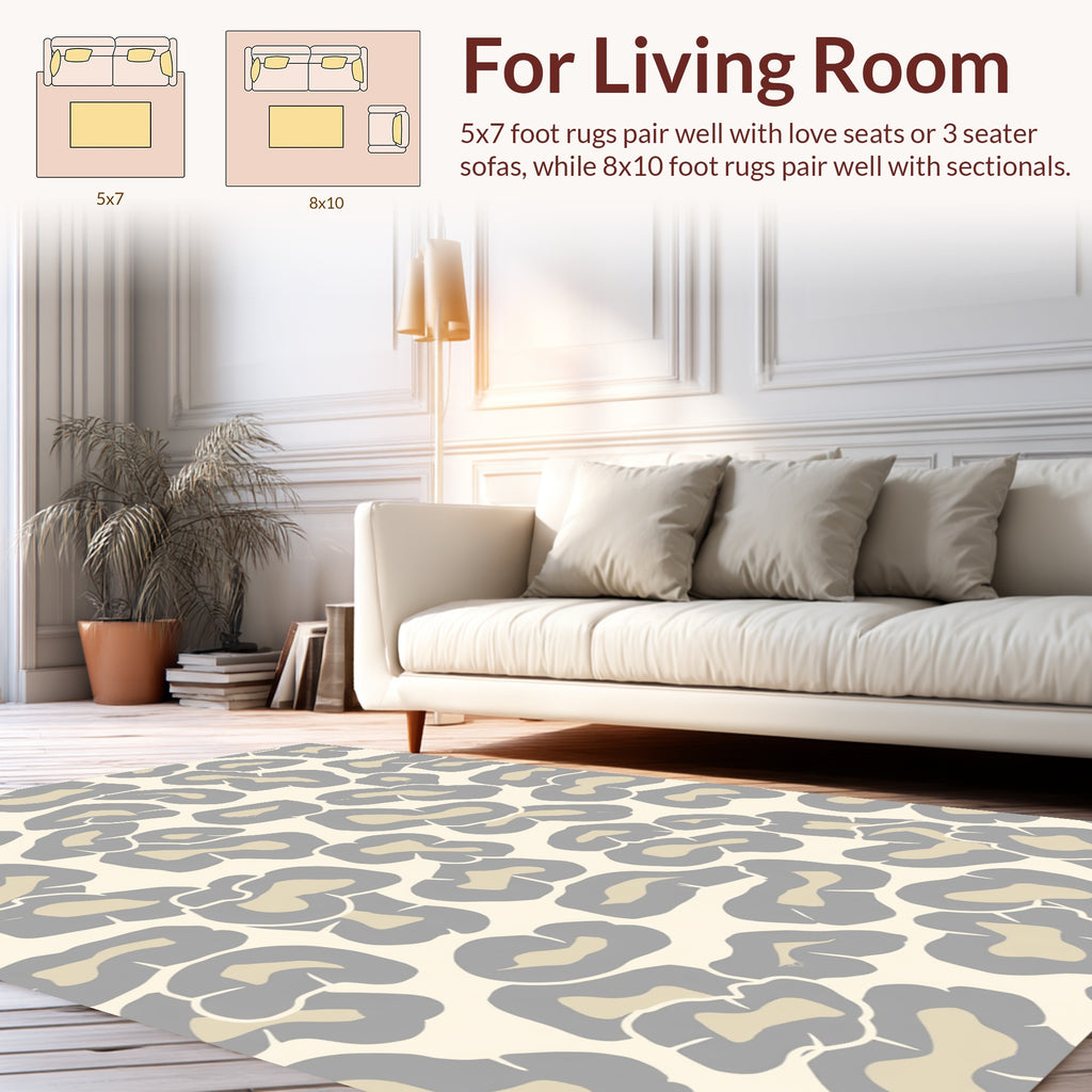 Neutral Leopard Print Pattern Rug