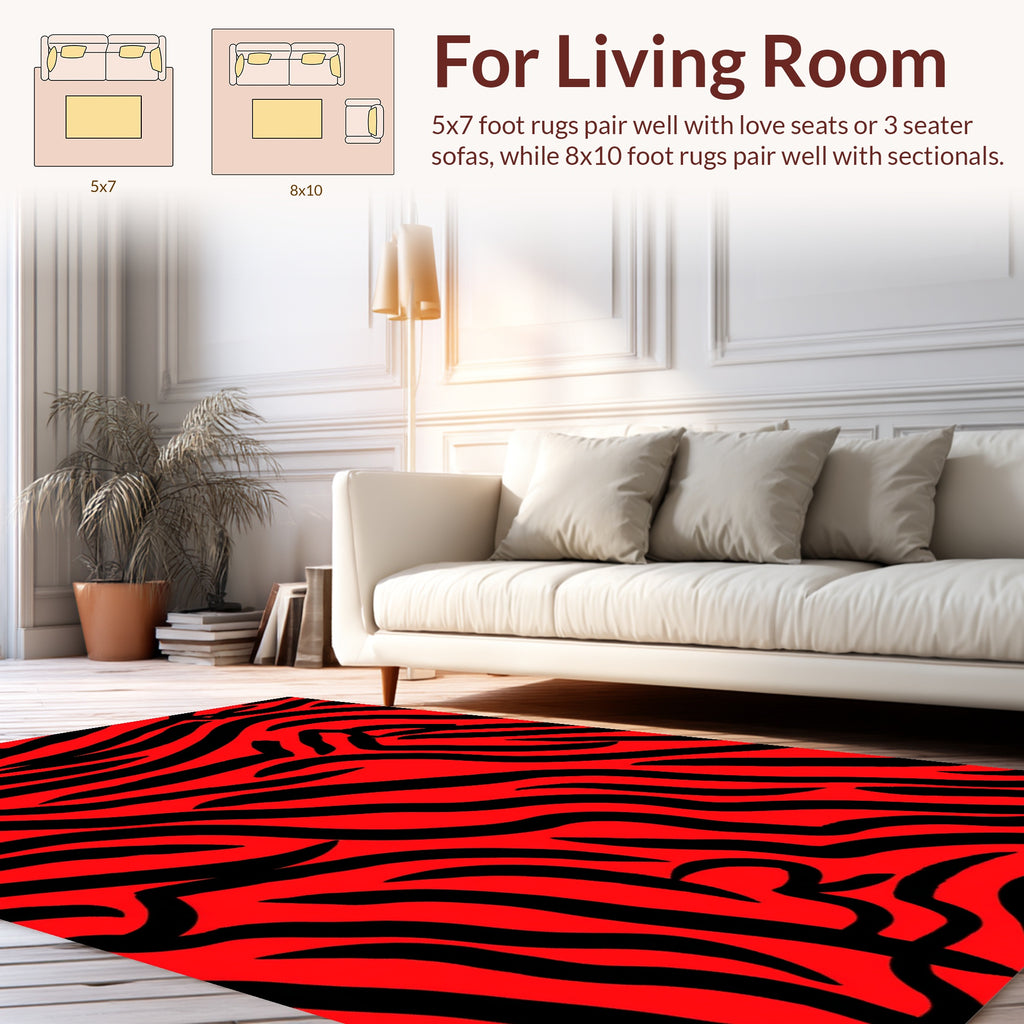 Bold Red Black Animal Print Pattern Rug