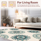 Teal Floral Medallion Pattern Rug