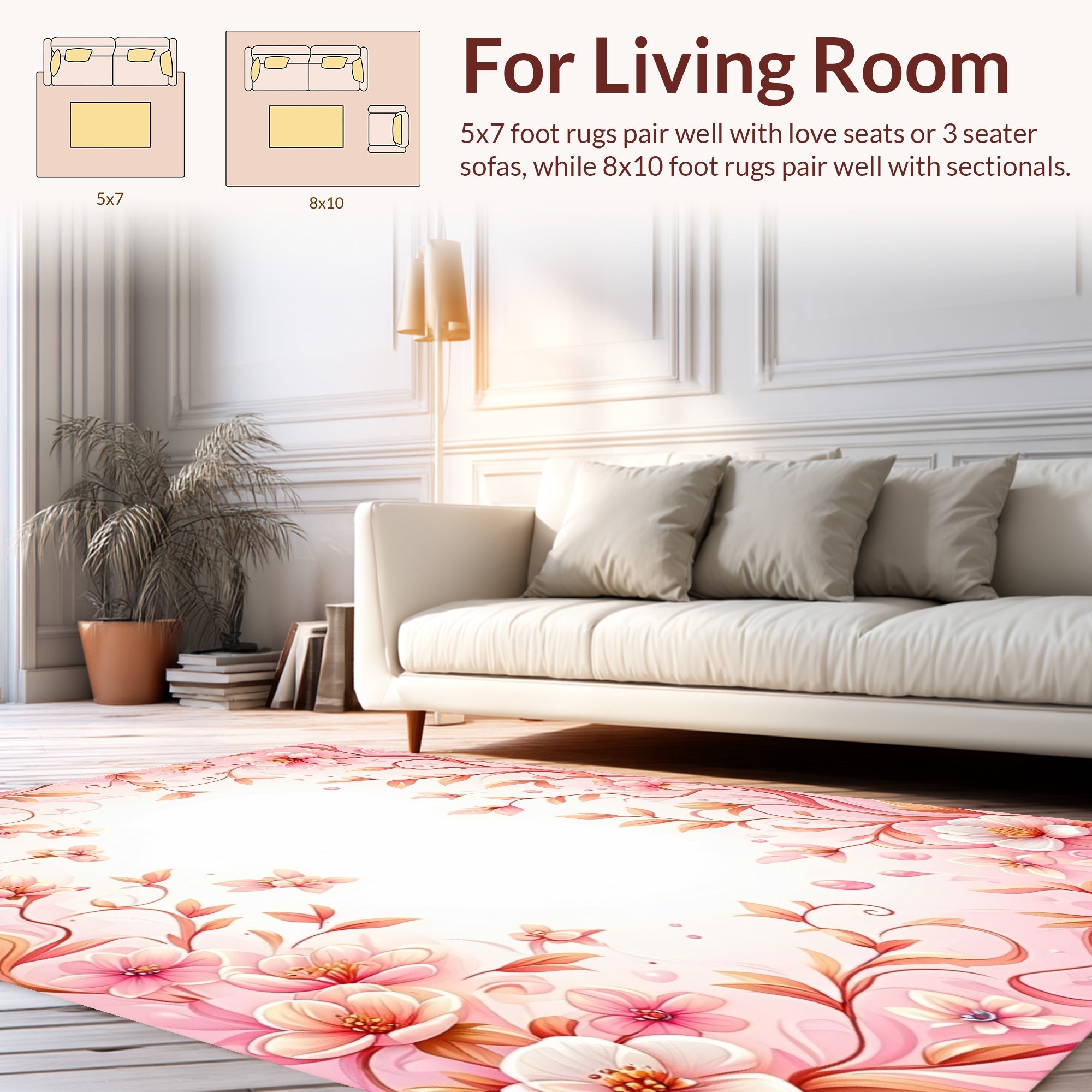 Whimsical Floral Vine Border Rug