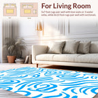 Bright Blue Swirl Stripe Design Rug