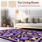 Lavish Purple Floral Golden Vine Rug