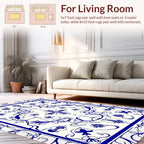Vintage Blue Floral Symmetry Pattern Rug