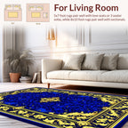 Royal Blue Gold Ornate Floral Rug