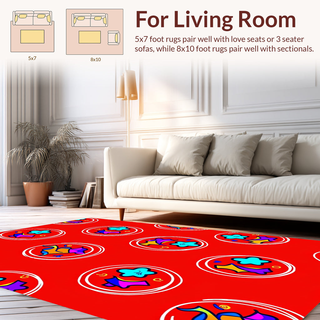 Abstract Circles Playful Shapes Design Rug