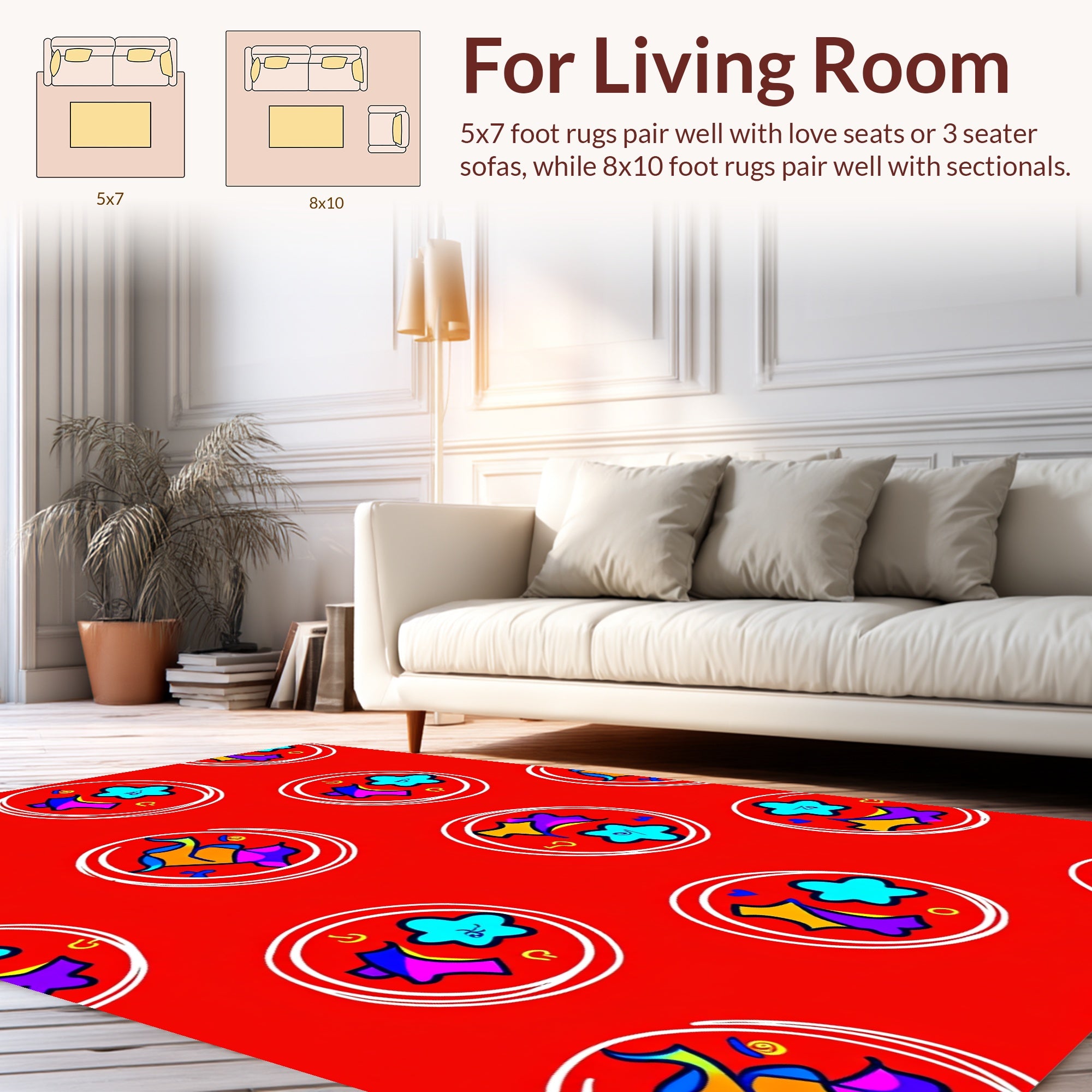 Abstract Circles Playful Shapes Design Rug