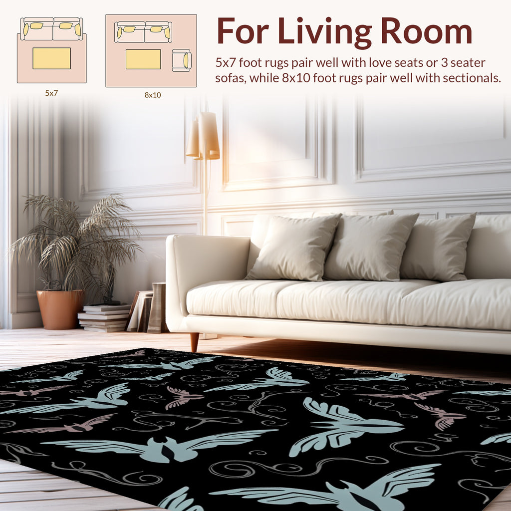 Whimsical Bat Swirl Pattern Rug