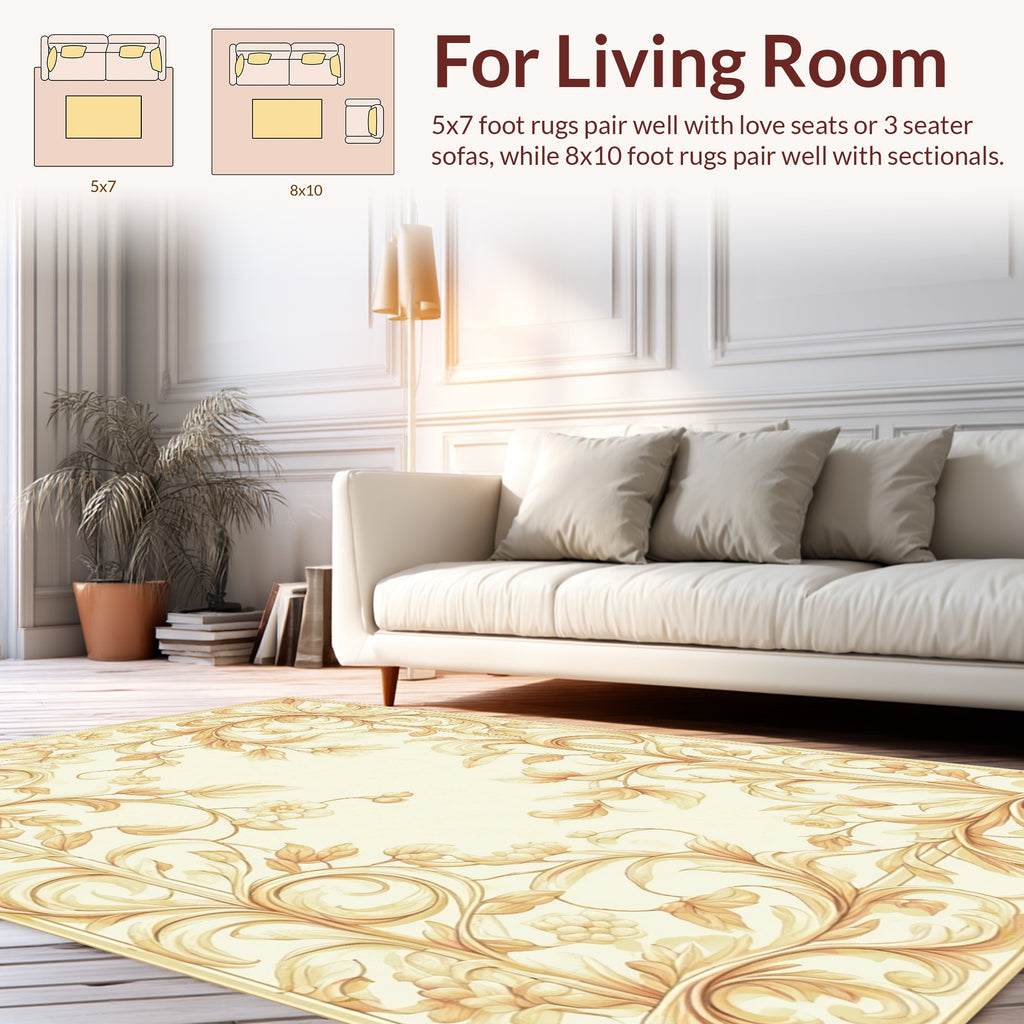 Elegant Floral Scrollwork Design Rug