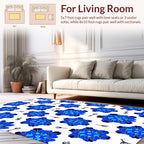 Blue Abstract Floral Pattern Design Rug