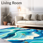 Ocean Waves With Starfish Design Rug