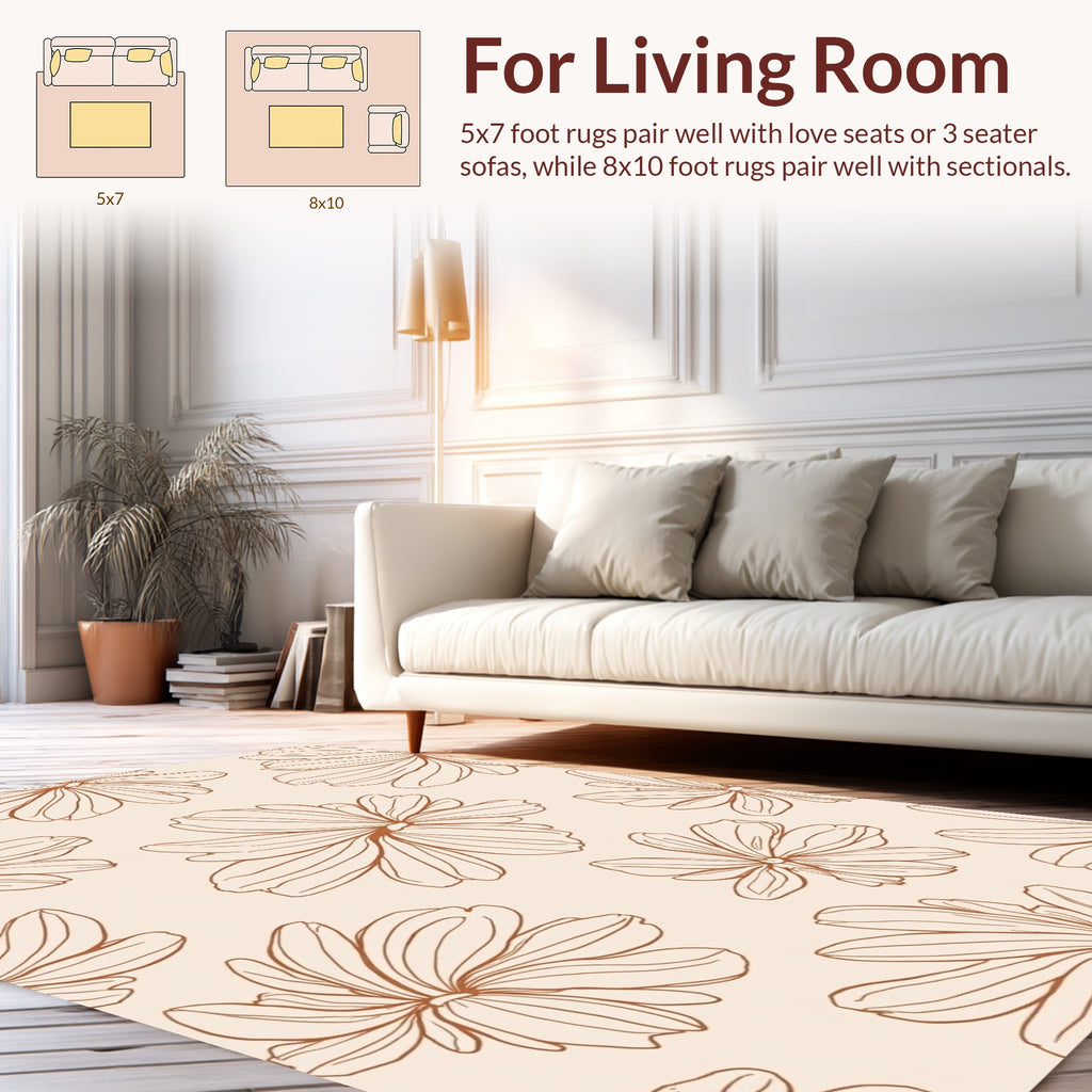 Minimalist Floral Outline Design Rug