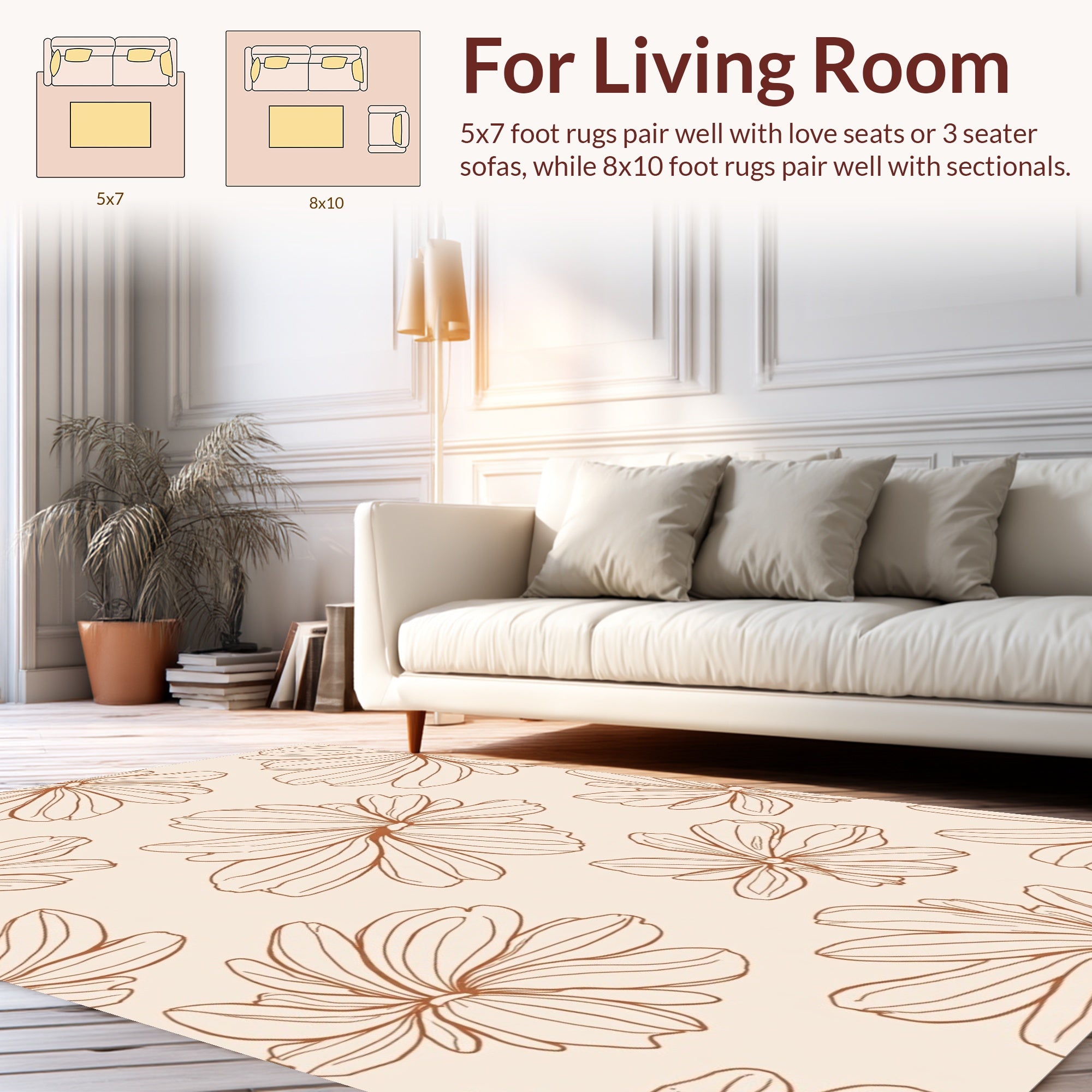 Minimalist Floral Outline Design Rug