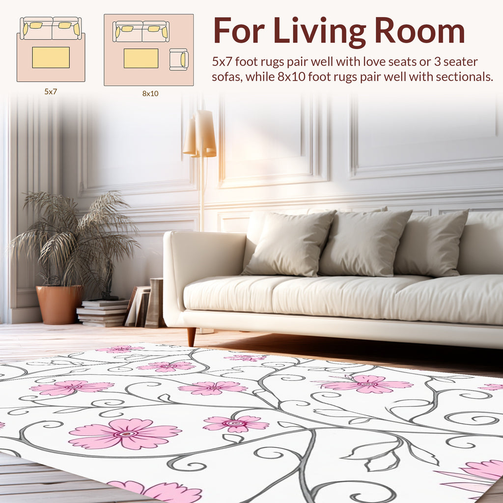 Vine And Bloom Floral Pattern Rug
