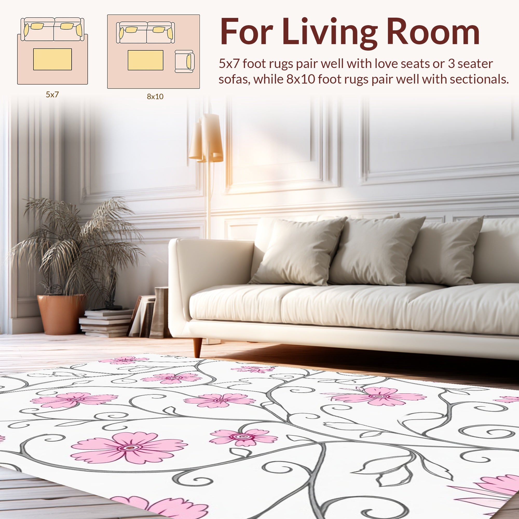 Vine And Bloom Floral Pattern Rug