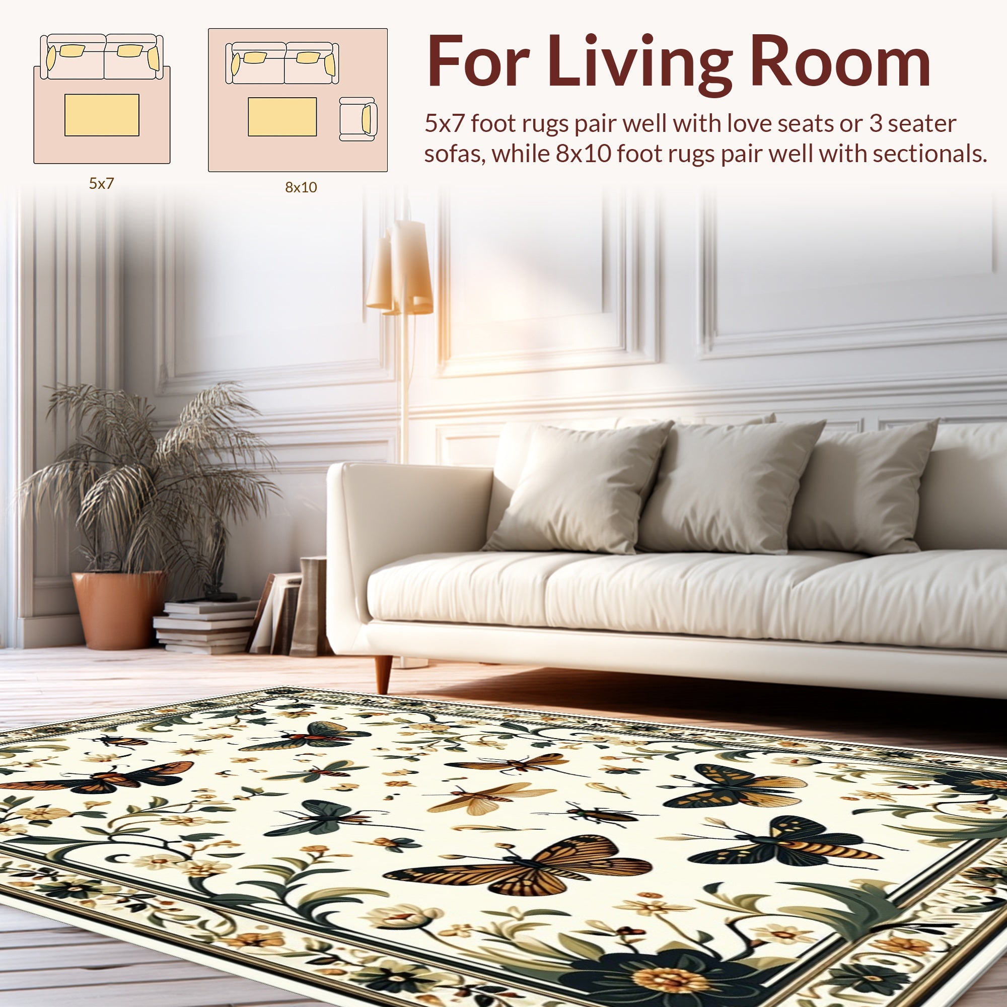 Ornate Butterfly Beetle Nature Pattern Rug