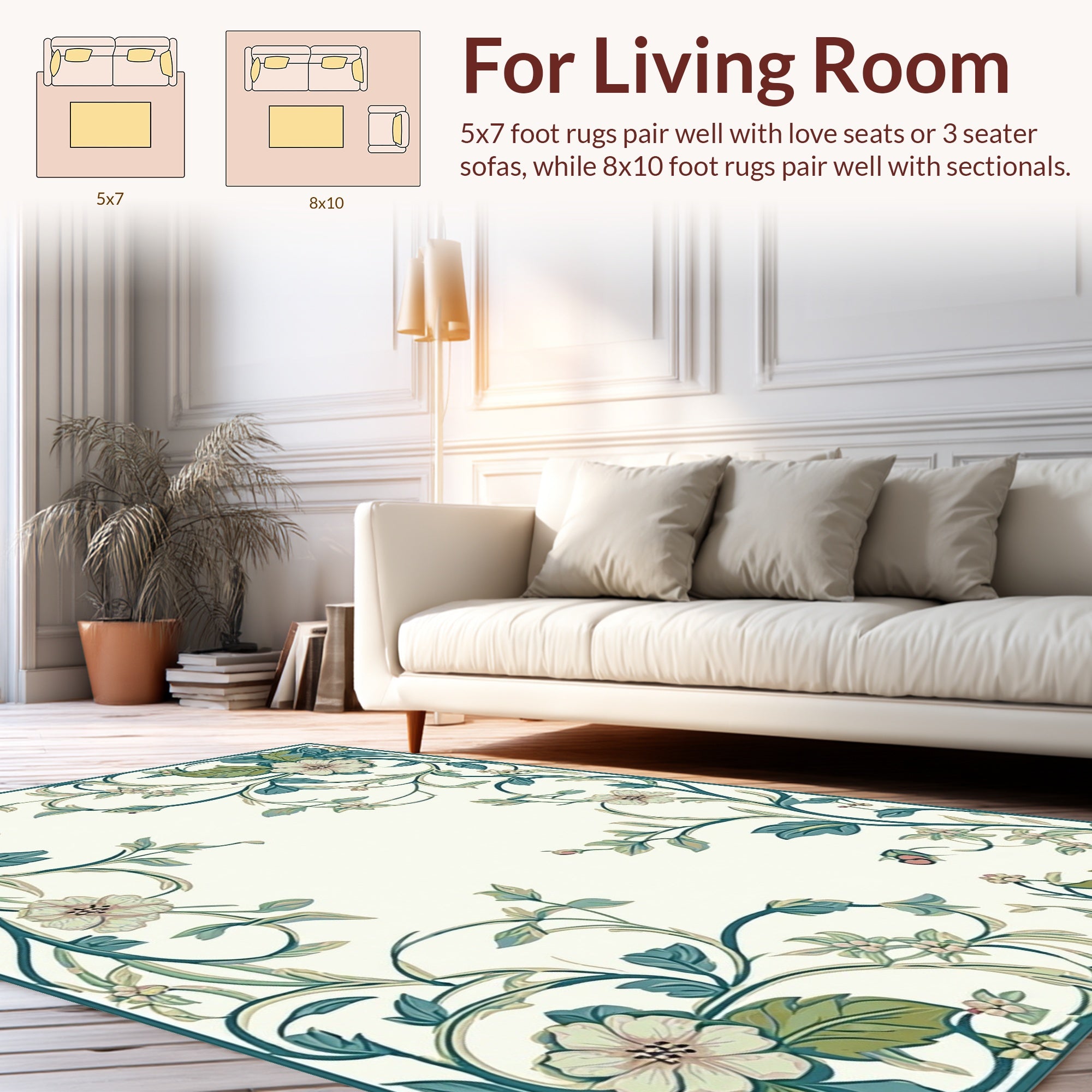 Vintage Floral Vine Pattern Rug