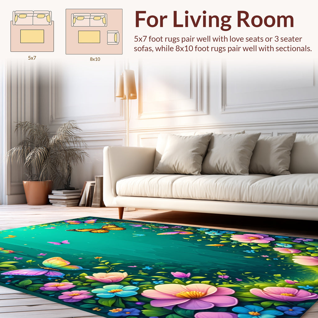 Enchanted Butterfly Floral Abloom Rug