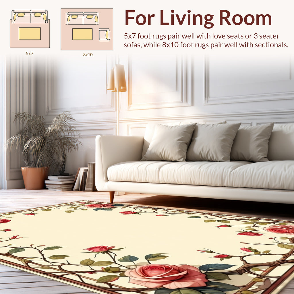 Vintage Rose Vine Pattern Rug