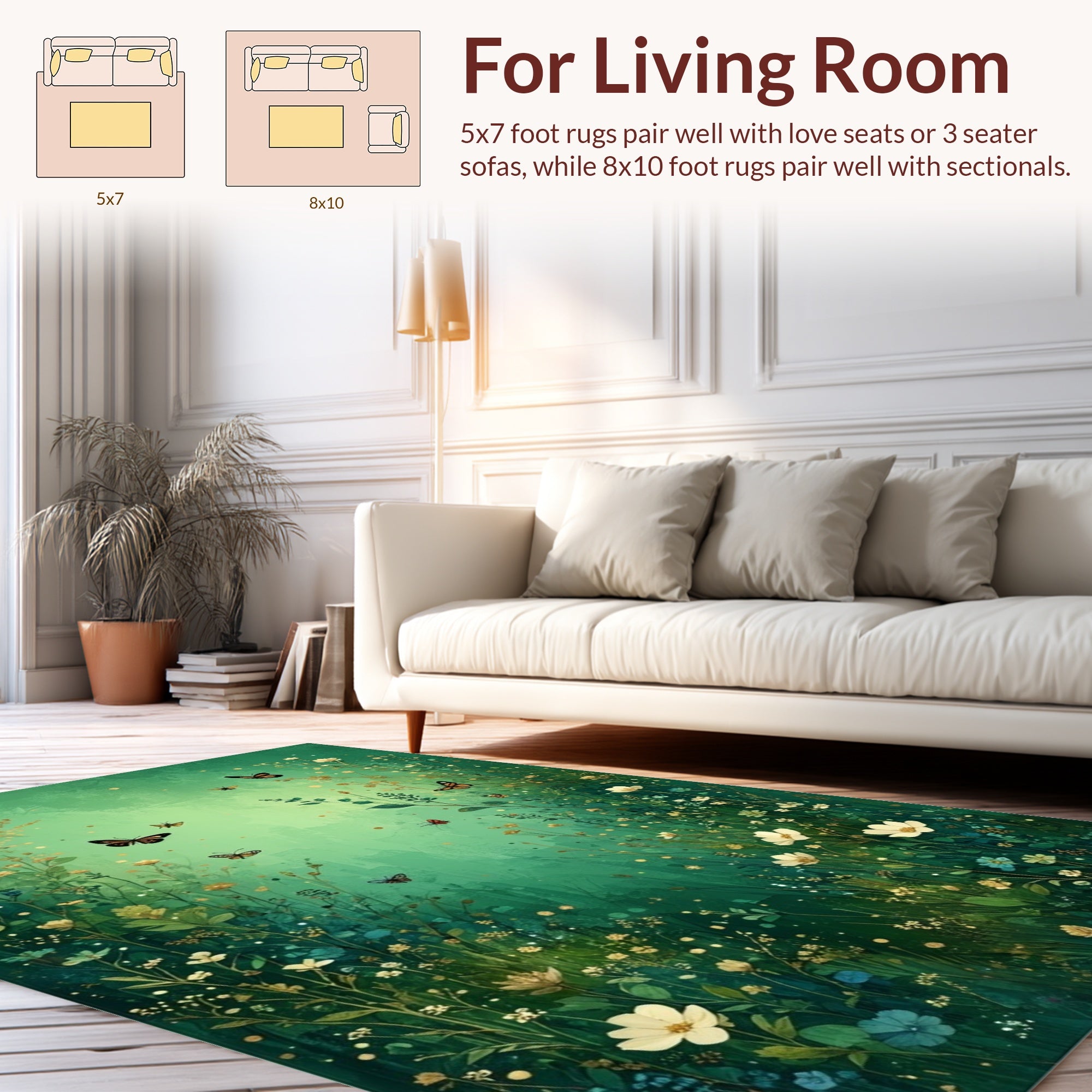Enchanted Meadow Butterflies 2 Pattern Rug