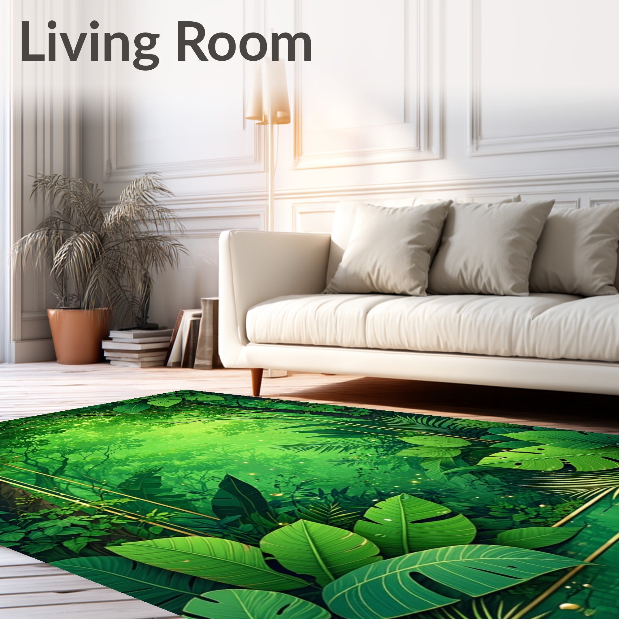 Lush Green Tropical Jungle Vista Rug