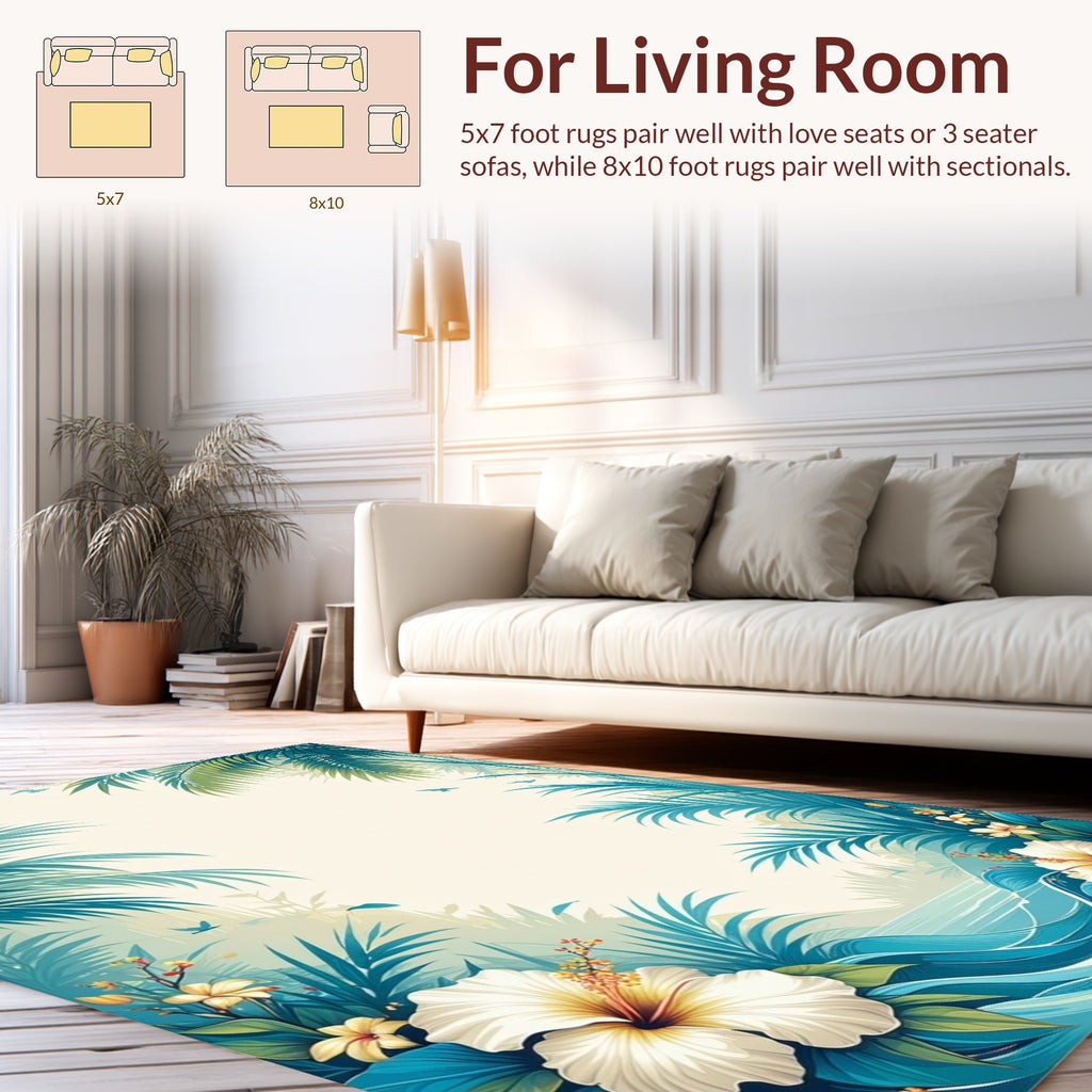 Tropical Paradise Floral Wave Design Rug