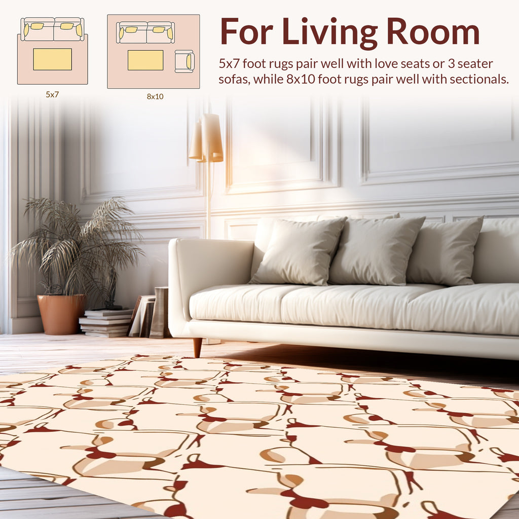 Abstract Beige And Brown Shapes Rug
