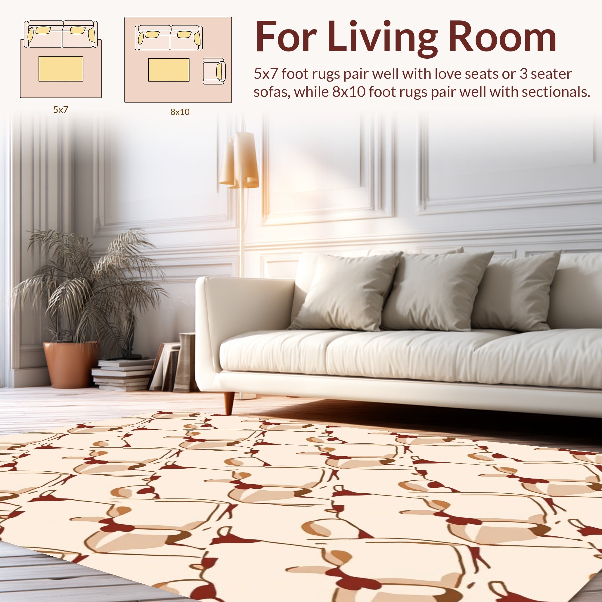 Abstract Beige And Brown Shapes Rug