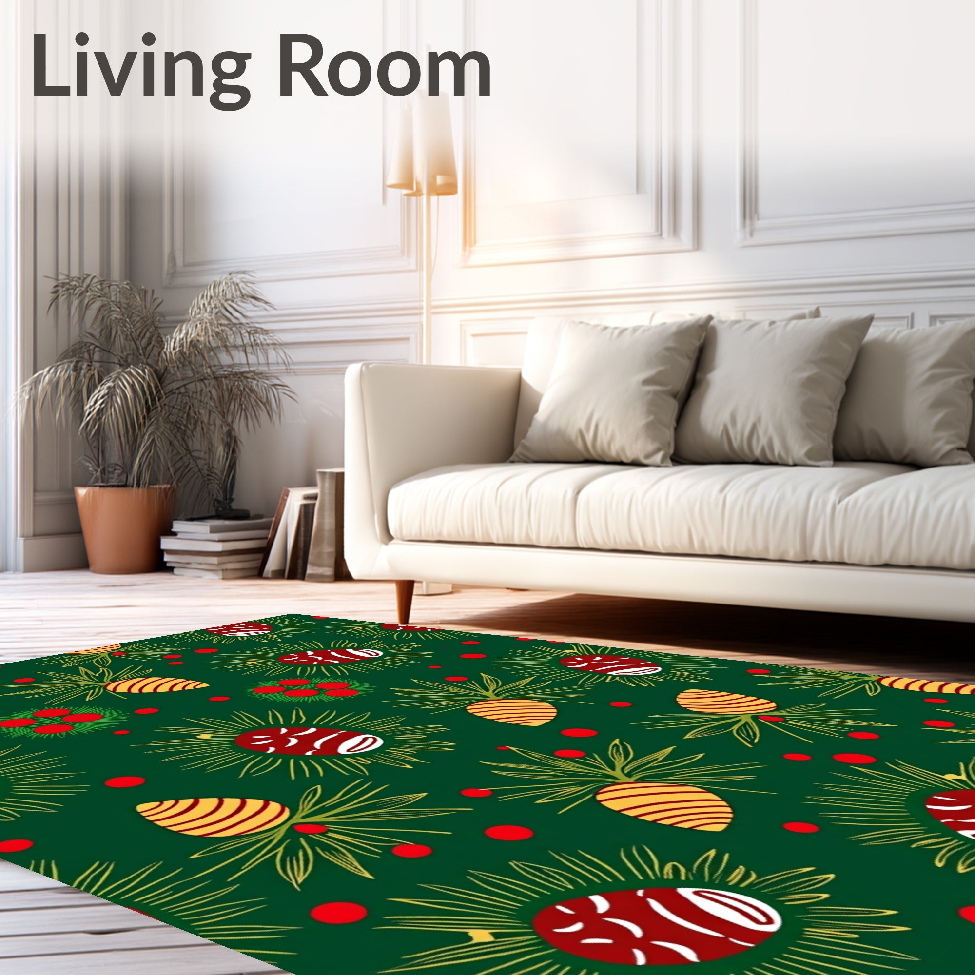 Christmas Pinecone Berry Garland Rug