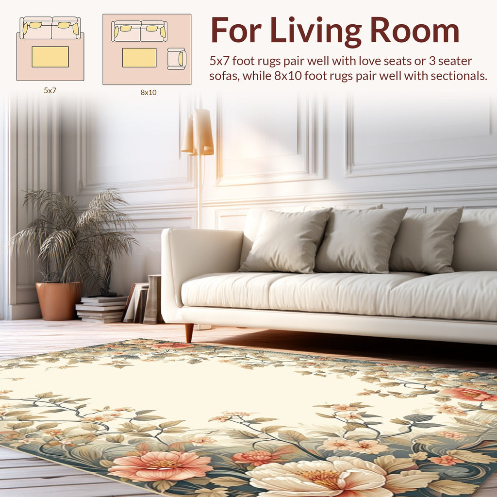 Vintage Floral Vine Meadow Rug