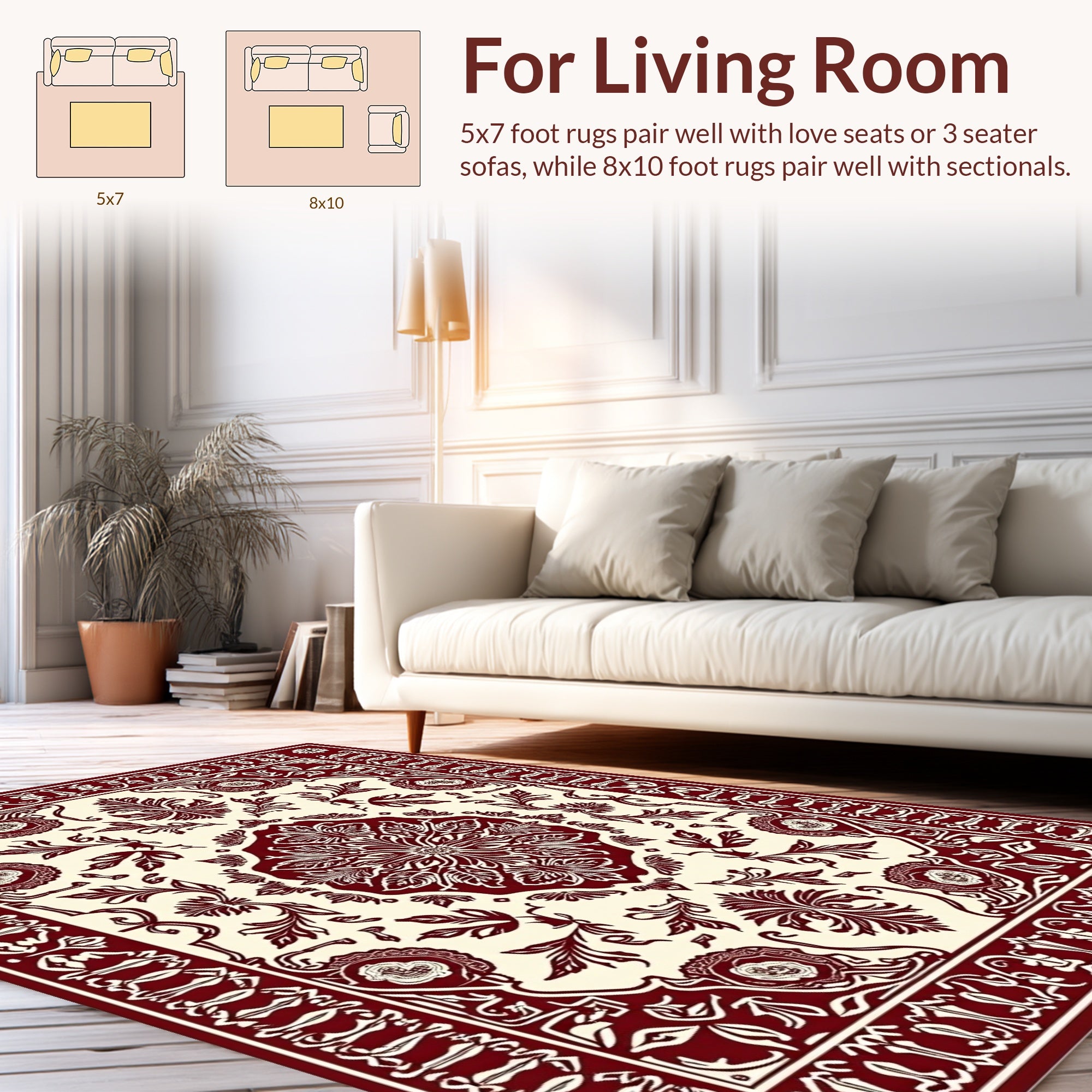 Exquisite Maroon Floral Medallion Ornament Rug