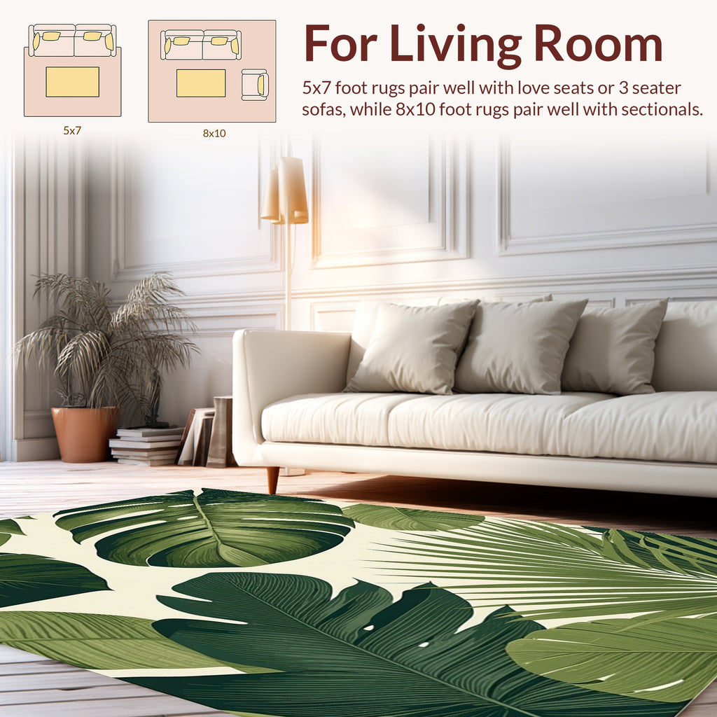 Lush Tropical Leaf Pattern Rug