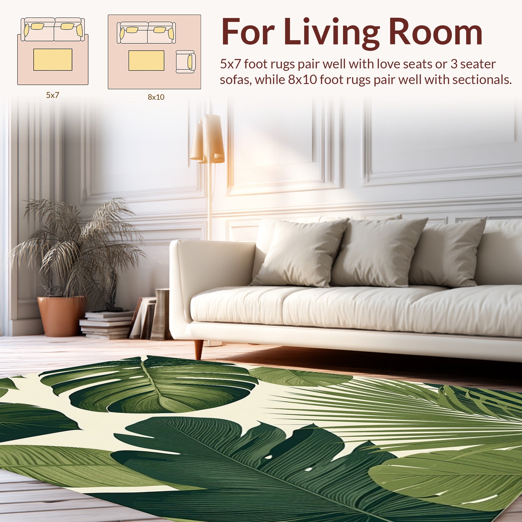 Lush Tropical Leaf Pattern Rug