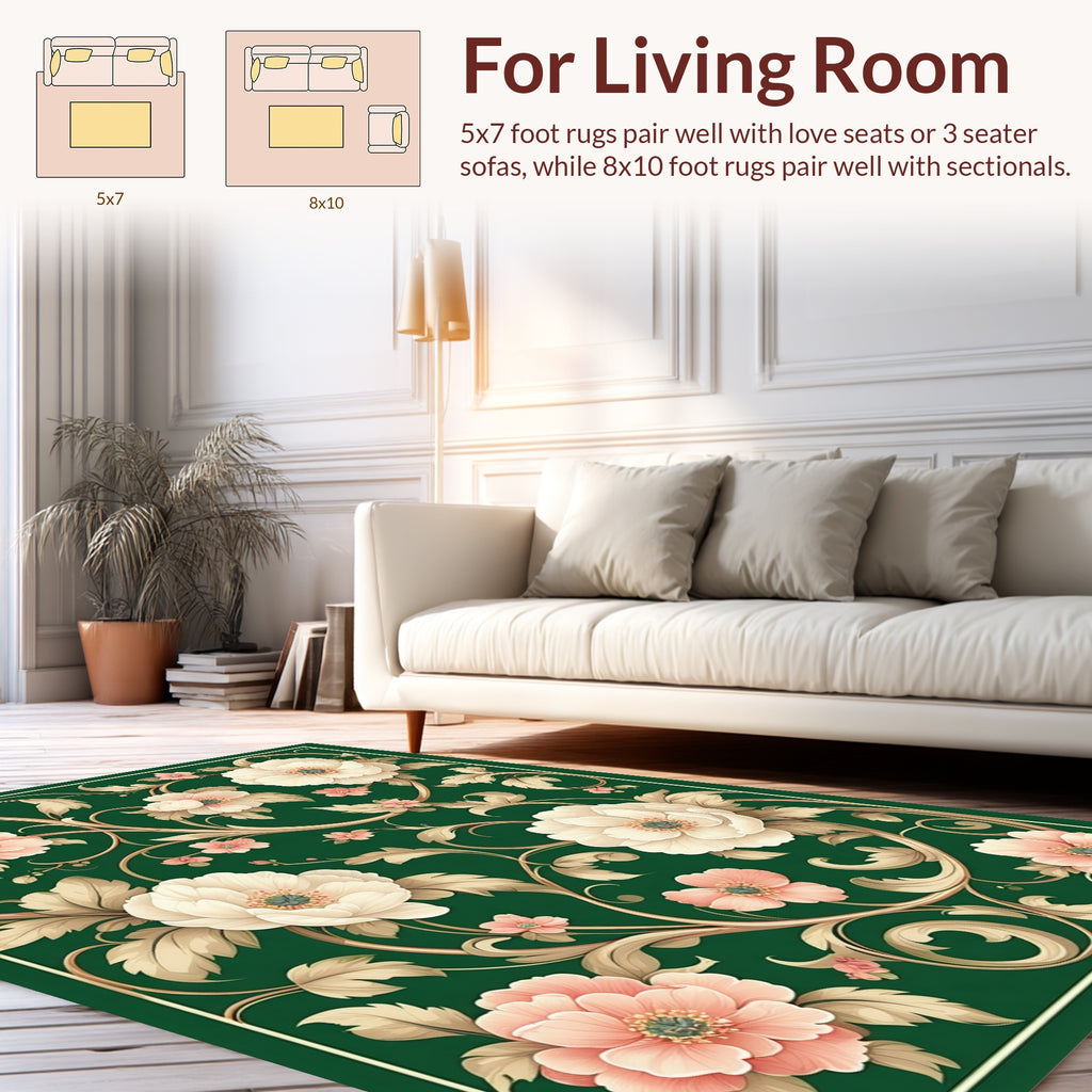 Elegant Floral Swirl Pattern Rug