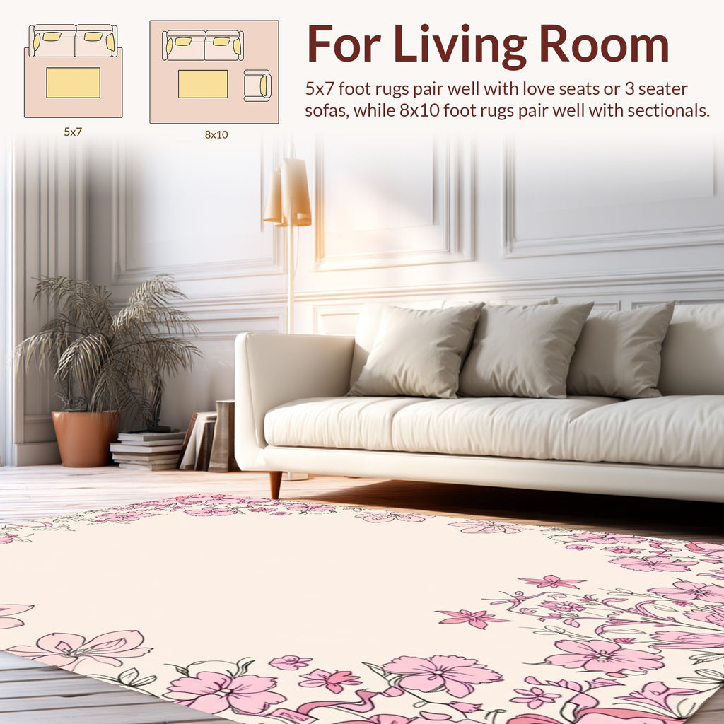 Delicate Pink Floral Garland Rug