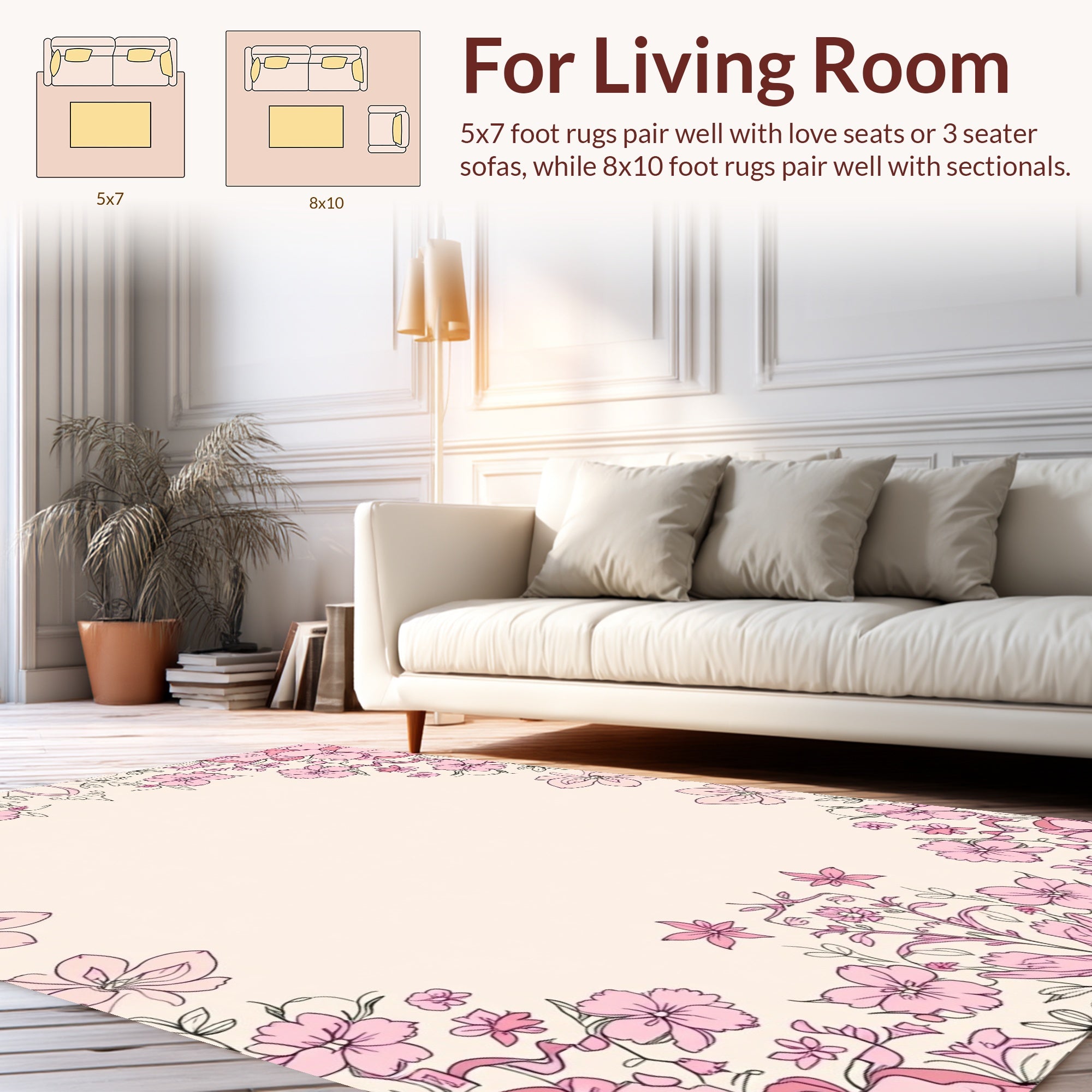 Delicate Pink Floral Garland Rug