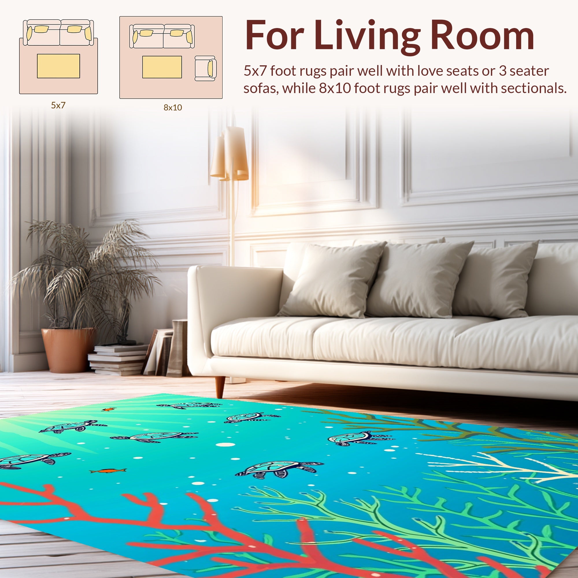 Ocean Sea Turtles Aquatic Design Rug