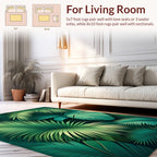 Lush Green Tropical Leaf Pattern Rug