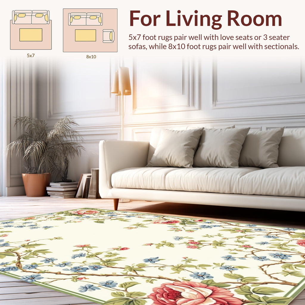 Vintage Floral Vine Pattern Rug