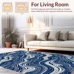 Naval Blue Swirl Wave Pattern Rug