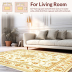 Elaborate Golden Floral Ornament Rug