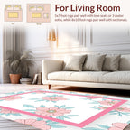 Pink Floral Outline Pattern Rug