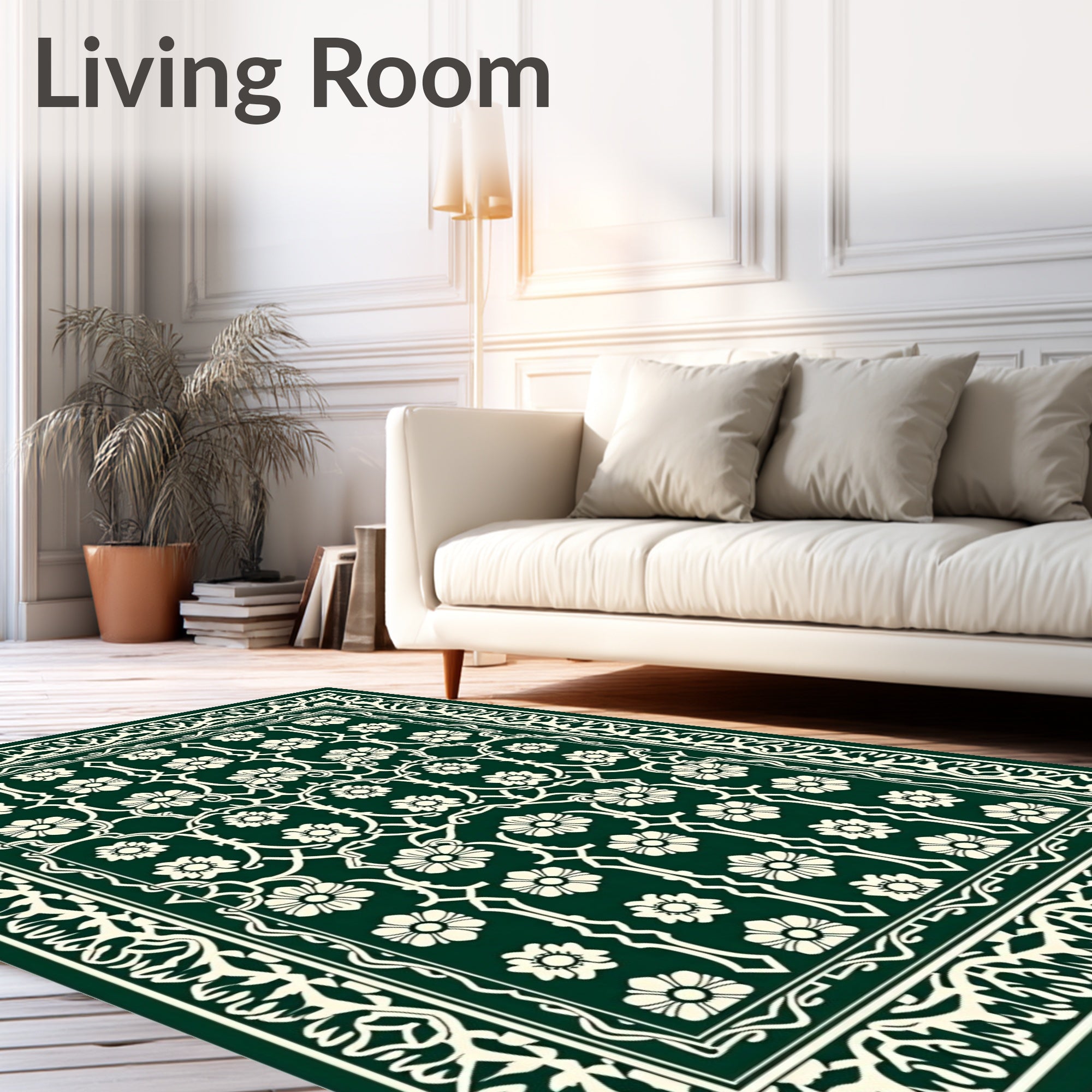 Emerald Ivory Floral Medallion Harmony Rug